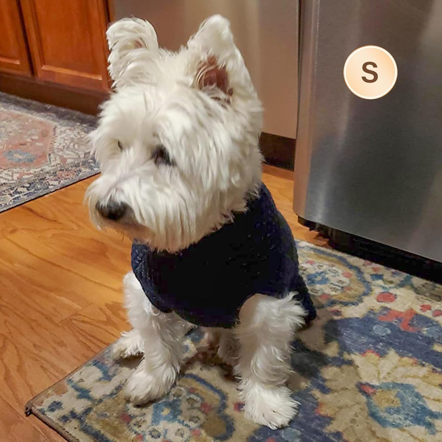 Dog Sweater with Leash Hole Warm Pullover with Reflective Yarn for Small and Medium Dogs Male Soft Knit Pullover Boy Dog Coats Cozy Lightweight Thick Sweater,Navy Blue,Medium