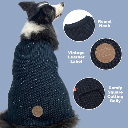 Dog Sweater with Leash Hole Warm Pullover with Reflective Yarn for Small and Medium Dogs Male Soft Knit Pullover Boy Dog Coats Cozy Lightweight Thick Sweater,Navy Blue,Medium