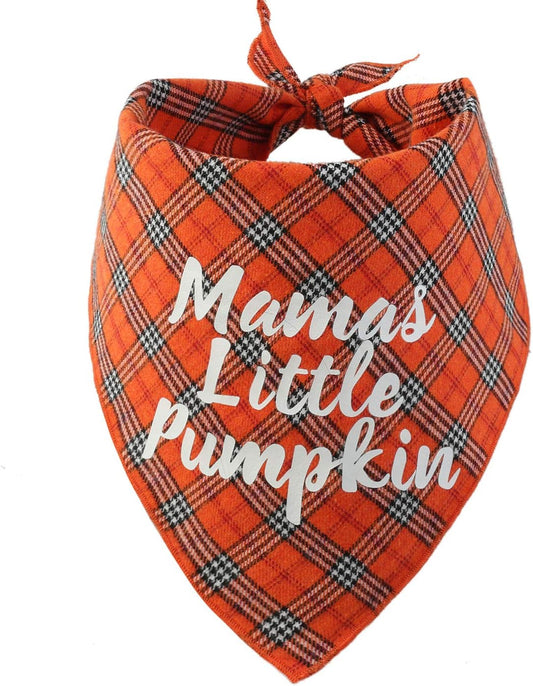 Dog Thanksgiving Bandana, Plaid Holiday Puppy Scarf
